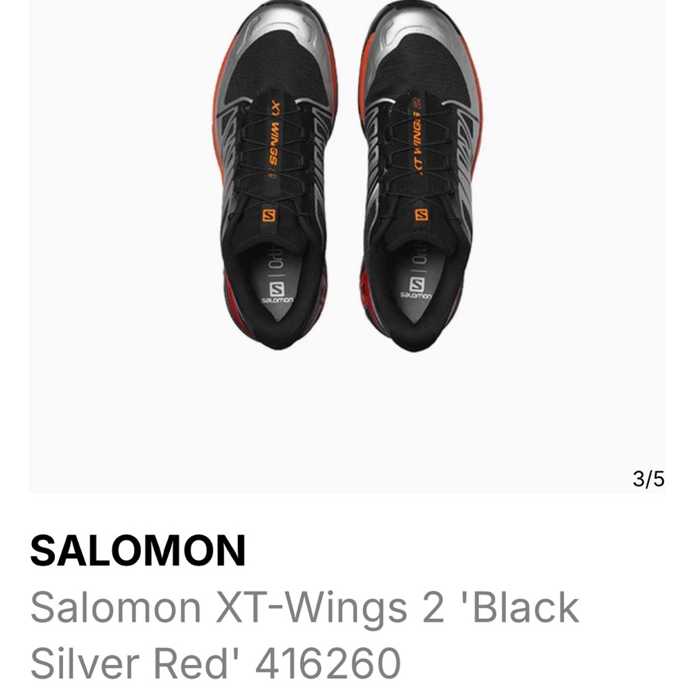 Salomon XT-Wings 2 Black Silver Vibrant Orange Men's Shoes size 9.5. - Picture 3 of 16